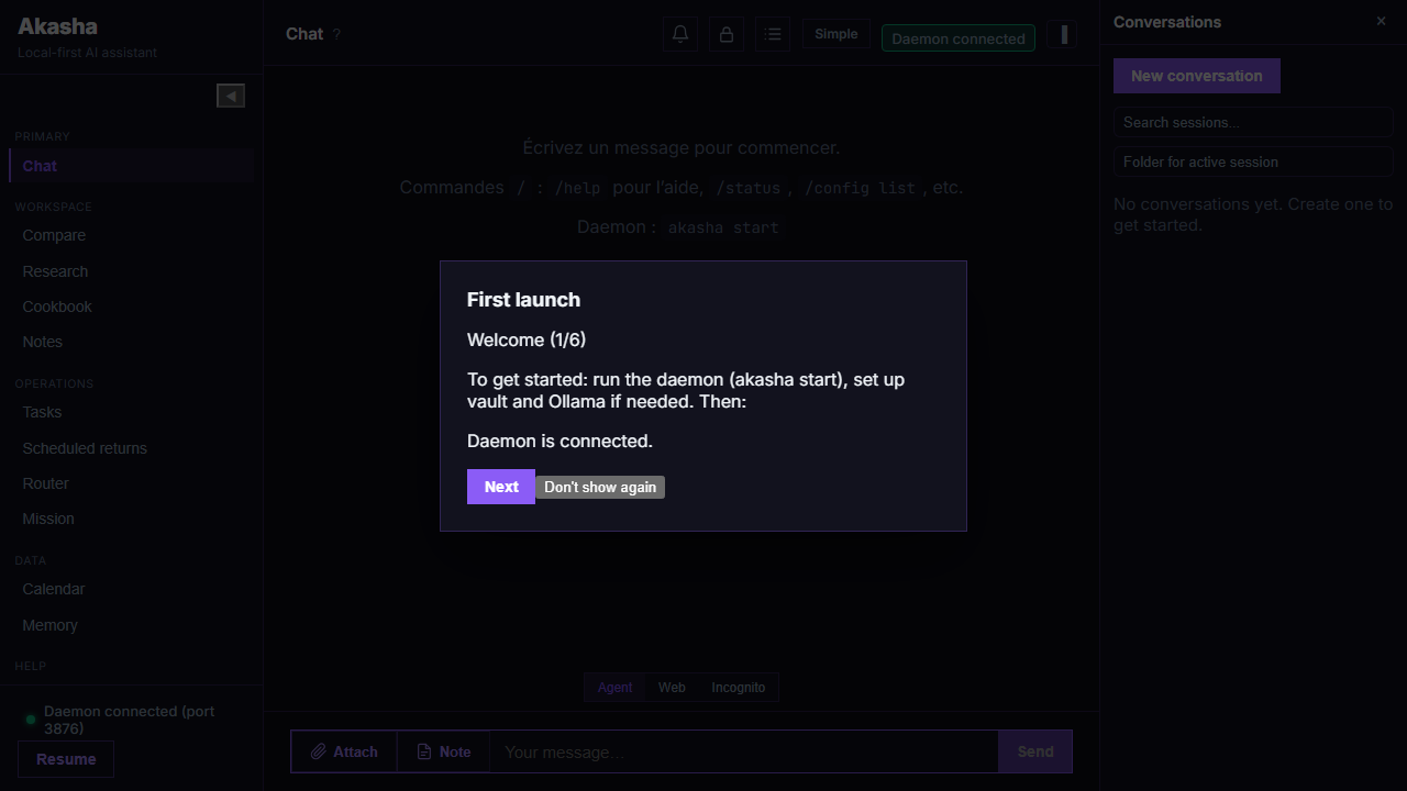 Akasha chat interface